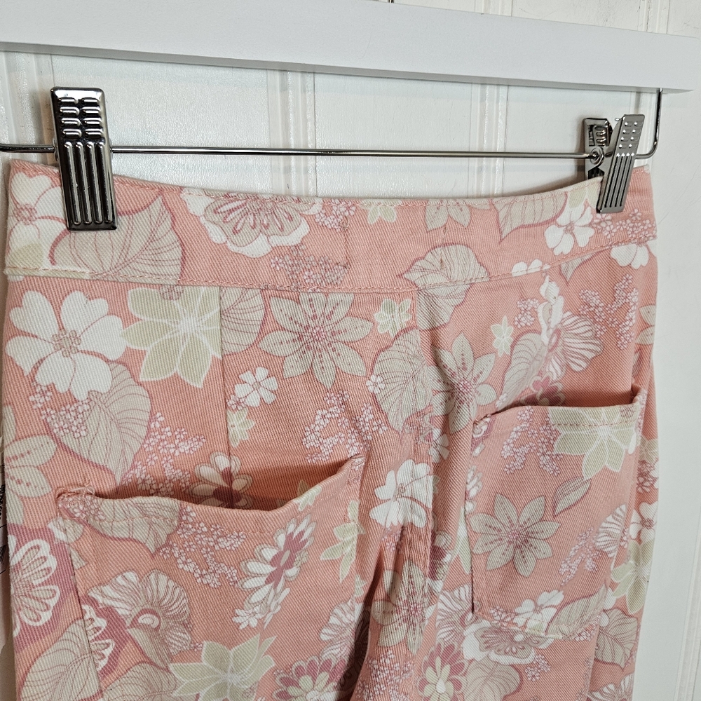 Altar’d State Feeling Groovy Floral Bell Bottom Pants Pink 70s Vibe XS NWT - Picture 8 of 14